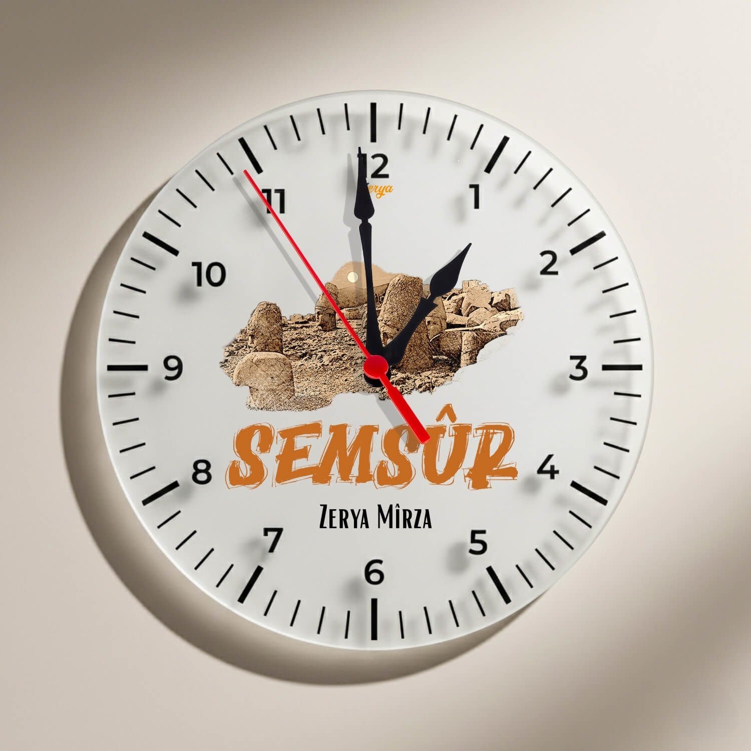 İsme Özel Semsur Adıyaman Şehri Nemrut Dağı Tasarımlı Duvar Saati