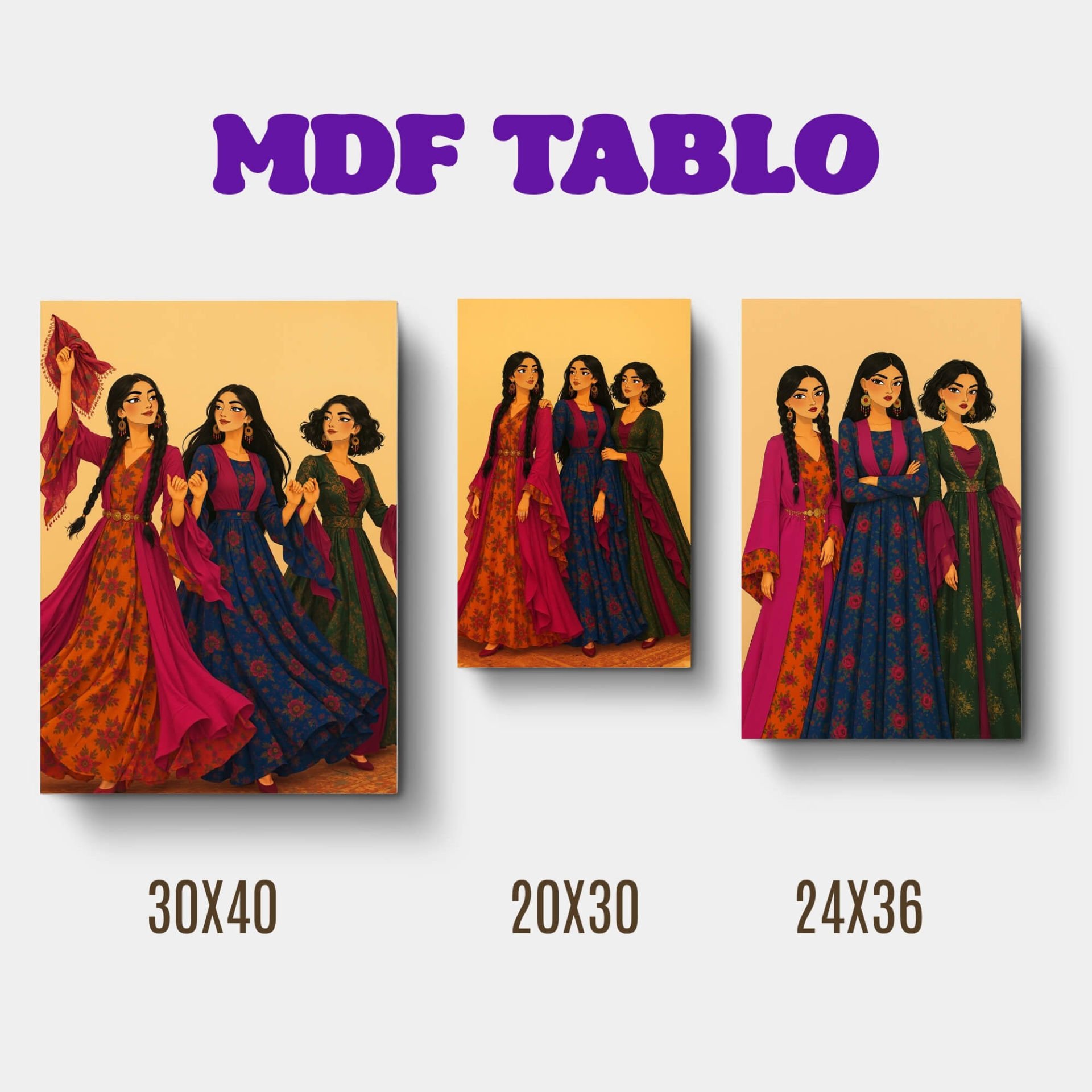Jin Jiyan Azadi Kadınlar Motifli Tasarımlı Duvar Dekoratif Mdf Ahşap Retro Poster Tablo SETİ