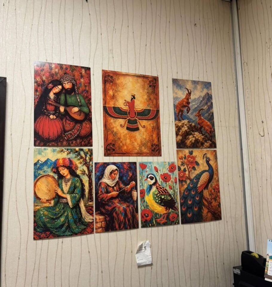Kürt Kültürü Motifli Mem u Zin Pezkovi Melekê Tawis Ahura Mazda Tasarımlı Duvar Dekoratif Mdf Ahşap Retro Poster Tablo SETİ