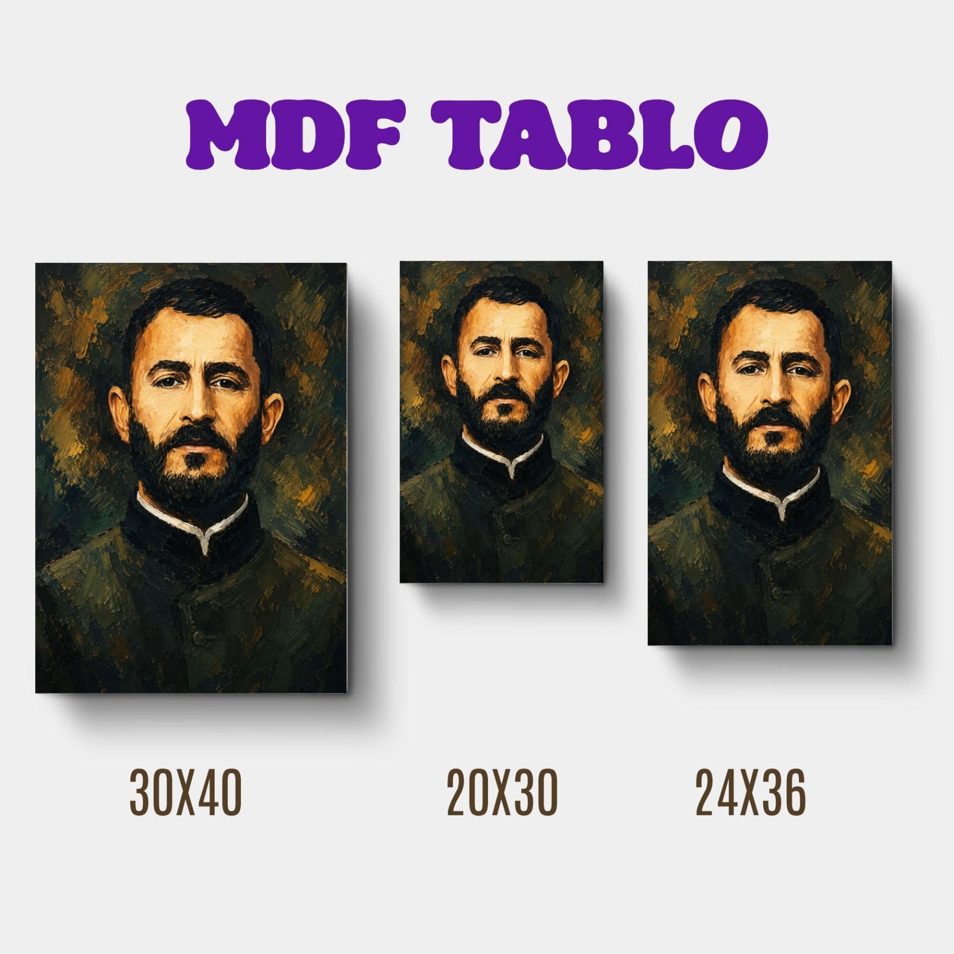 Tabloya Qazi Muhammed Siyah Beyaz Tasarımlı Duvar Dekoratif Mdf Ahşap Retro Poster Tablo