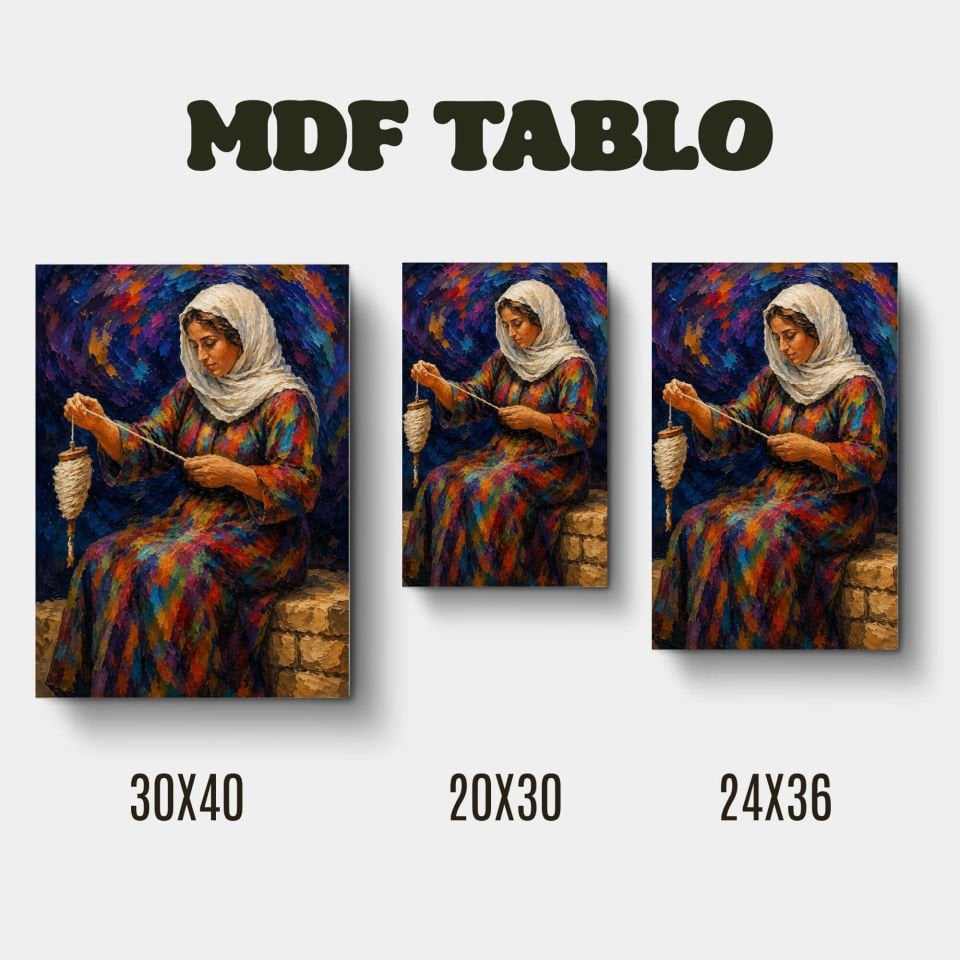 Tabloya Jina Bi Teşî - Teşili Kadın Tasarımlı Duvar Dekoratif Mdf Ahşap Retro Poster Tablo