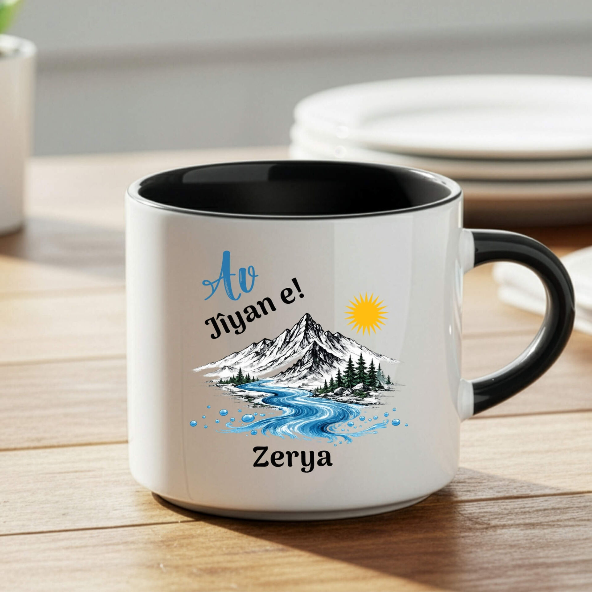 İsme Özel Av Jiyan e Nescafe Siyah Kupa Bardak