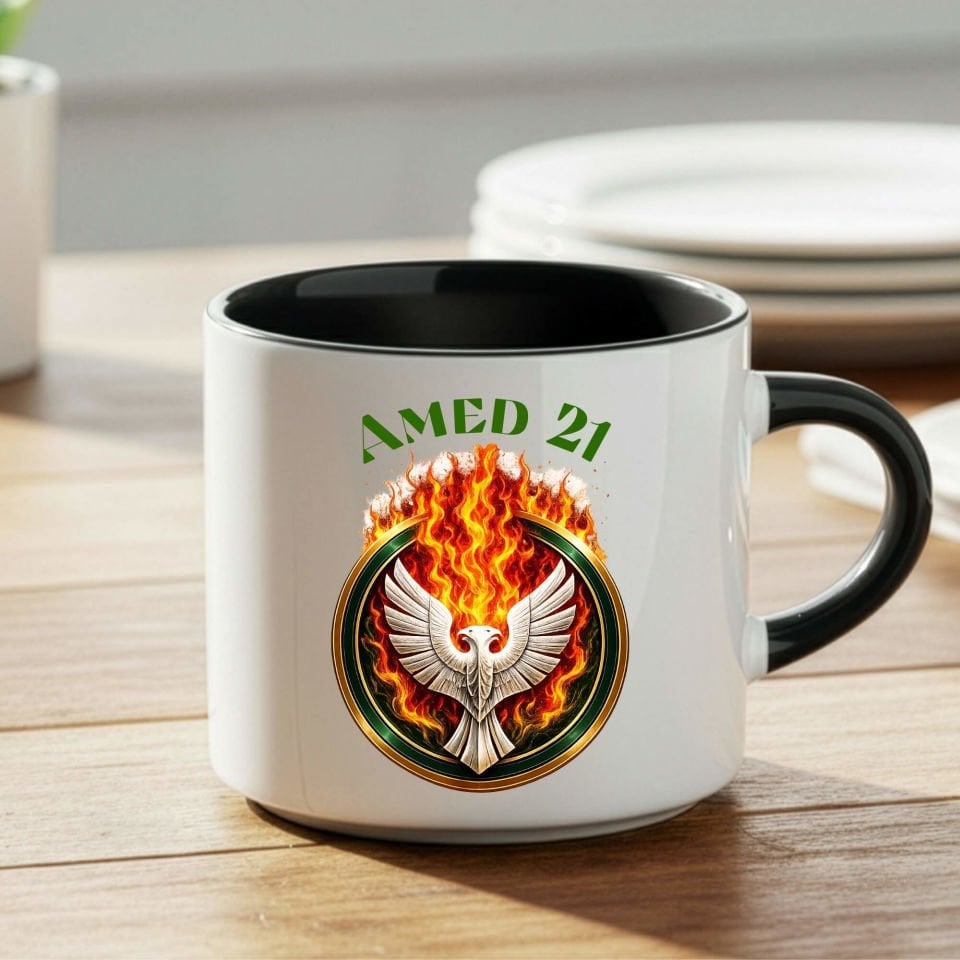 Amed 21 Kartal ve Ateş Tasarımlı Taraftar Spor Siyah Nescafe Kupa Bardak