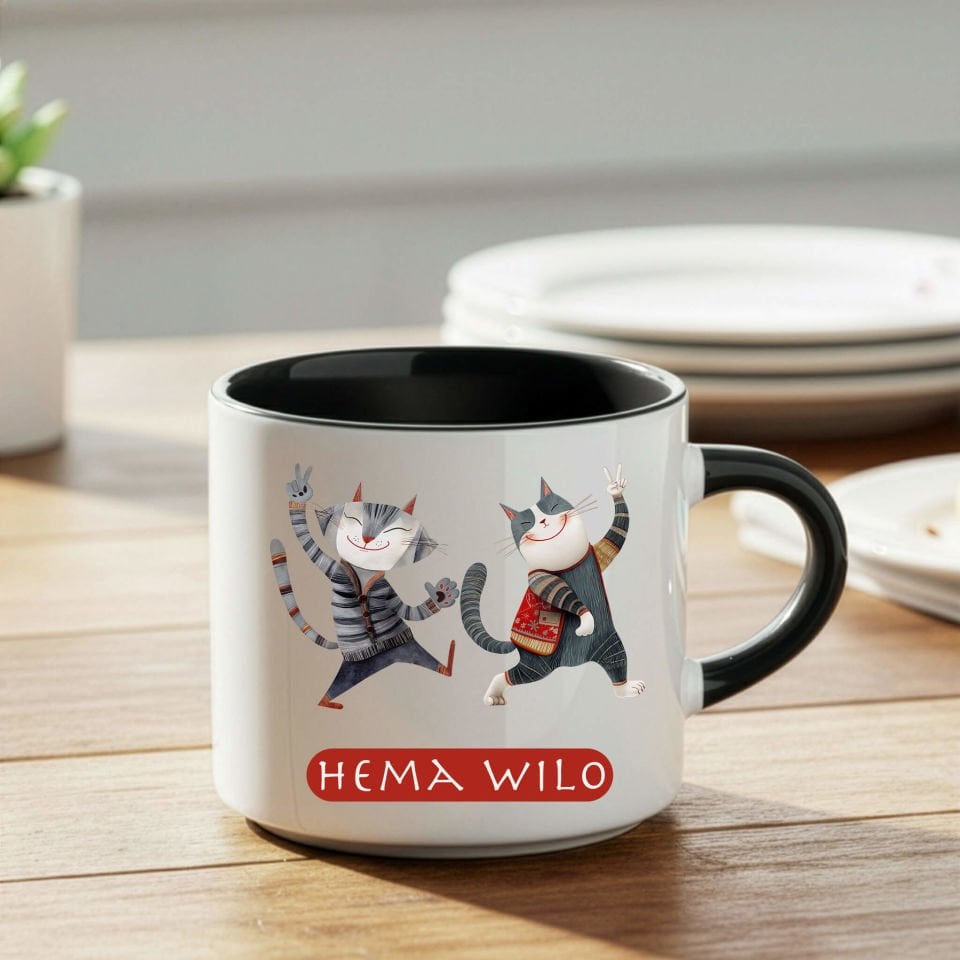 Kürtçe Hema Wilo Yazılı Siyah Renkli Nescafe Kupa Bardağı - Hema Wilo Nescafe Kupası