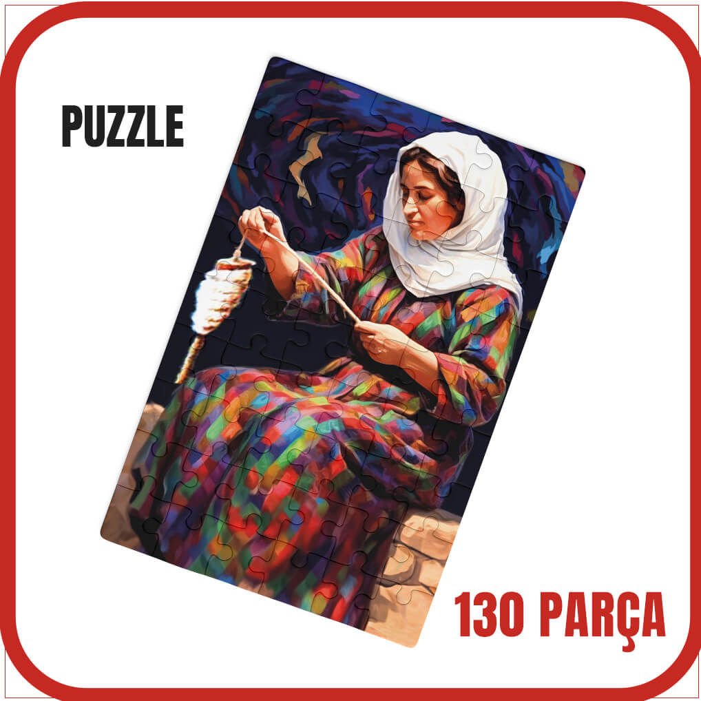 Pazil Bi Kurdî Jina Bi Teşî - Teşili Kadın - Kürtçe Puzzle Yapboz (130 Pare/Parça - A3)