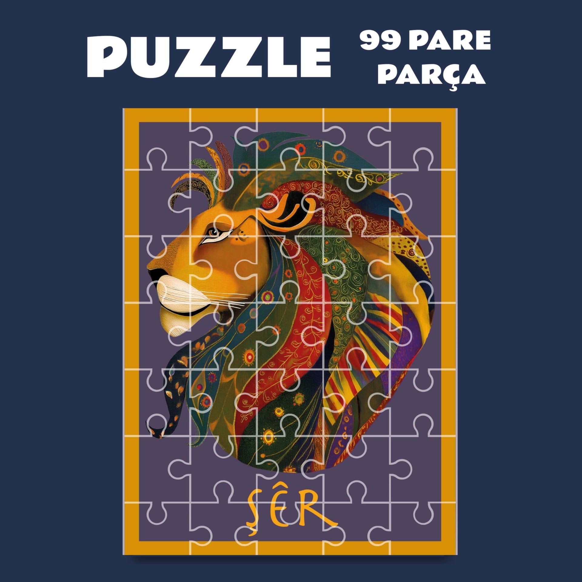Pazil Bi Kurdî Şêr Aslan - Kürtçe Puzzle Yapboz (99 Pare/Parça - A4)
