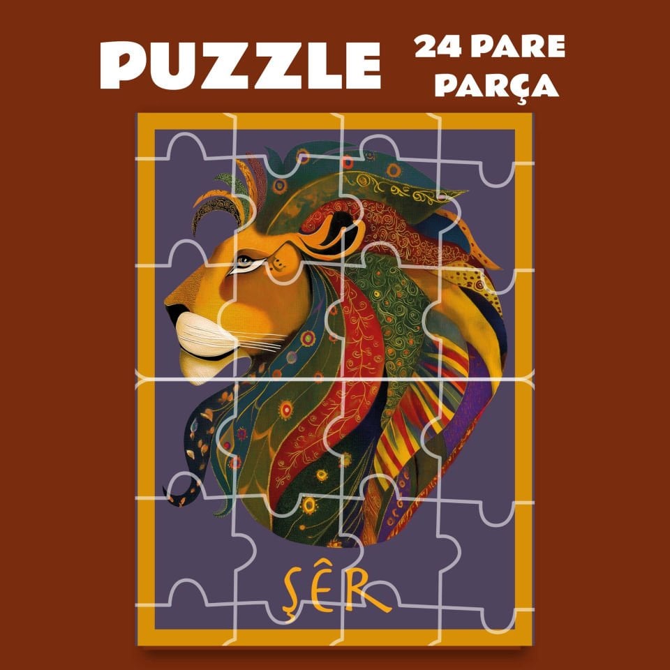 Pazil Bi Kurdî Şêr Aslan - Kürtçe Puzzle Yapboz (24 Pare/Parça - A5)