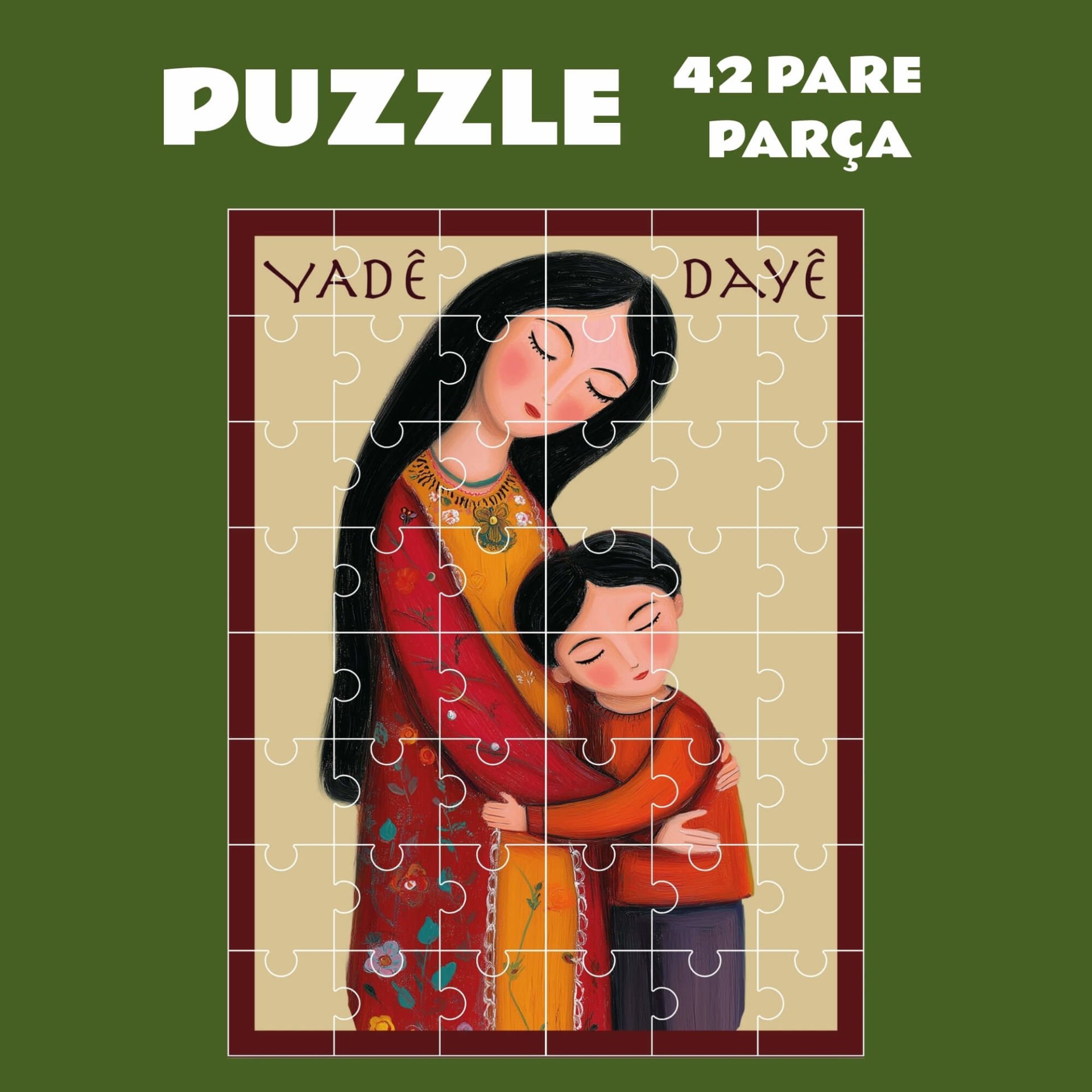 Pazil Bi Kurdî Yadê Dayê Anne - Kürtçe Puzzle Yapboz (42 Pare/Parça - A4)