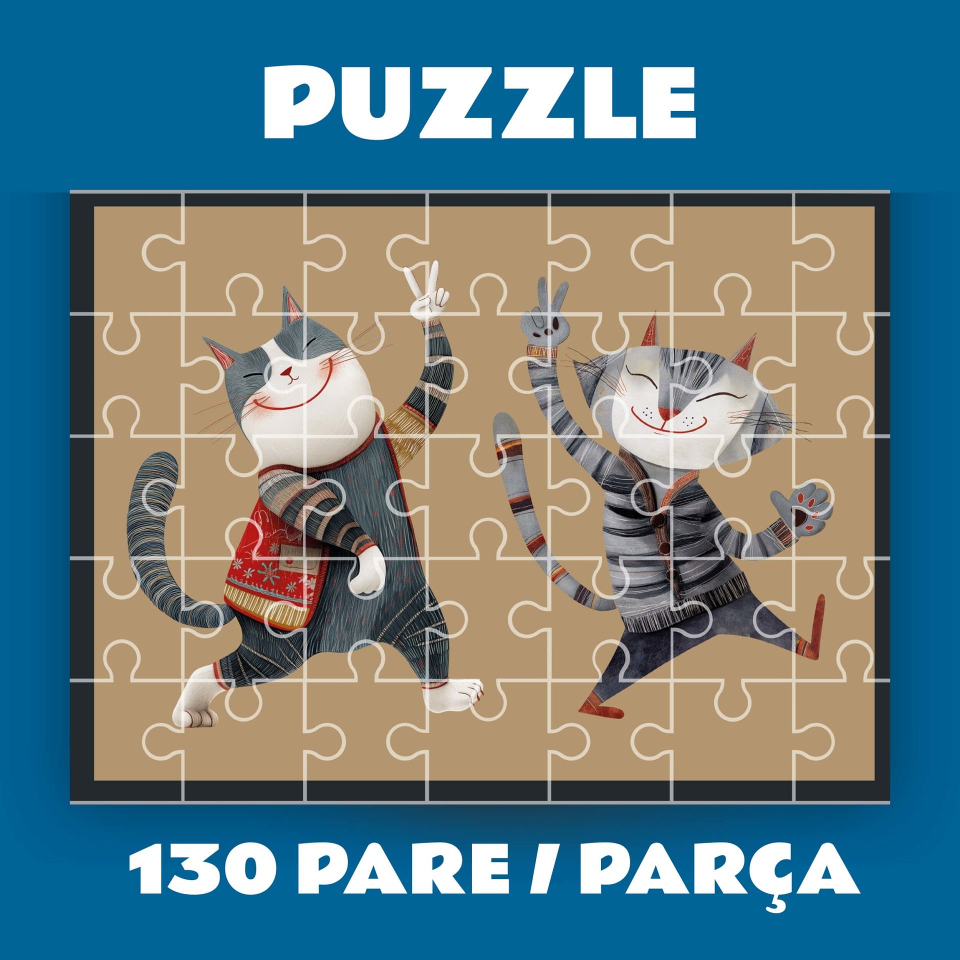 Pazil Bi Kurdî Pisik Kedi - Kürtçe Puzzle Yapboz (130 Pare/Parça - A3)