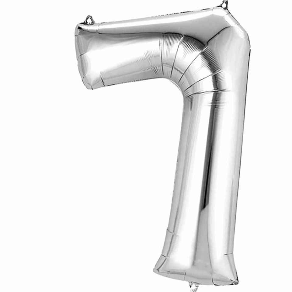 Rakam Folyo Balon Gümüş Silver 34 inç 86 cm (7 rakamı)