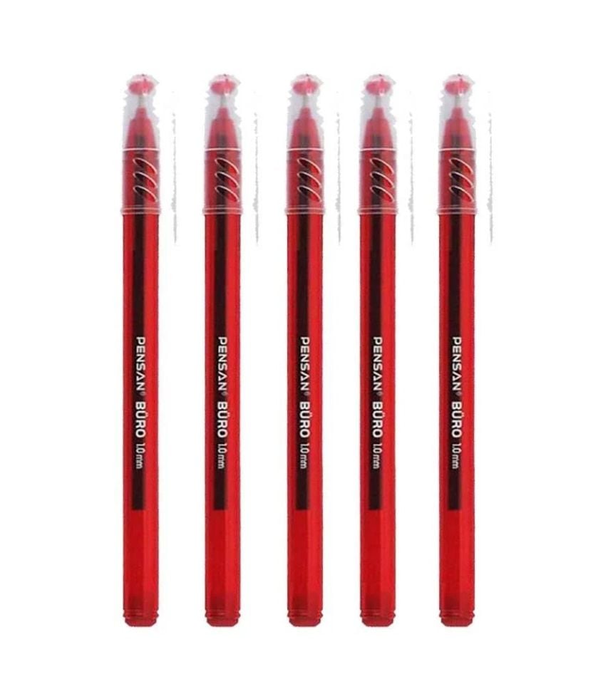 Pensan Büro 1.0 Mm Kırmızı Tükenmez Kalem (5 ADET)
