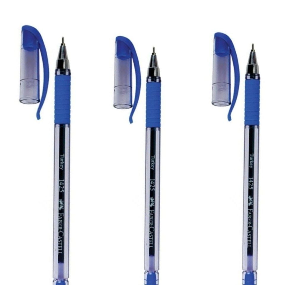 Faber Castell 1425 İğne Uç Mavi Tükenmez Kalem (3 ADET)