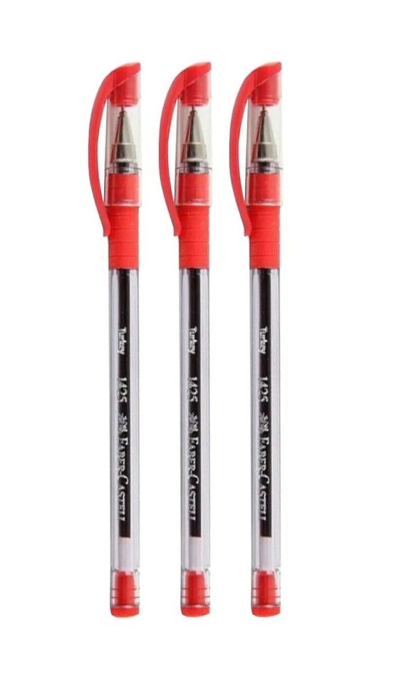 Faber Castell 1425 İğne Uç Kırmızı Tükenmez Kalem (3 ADET)