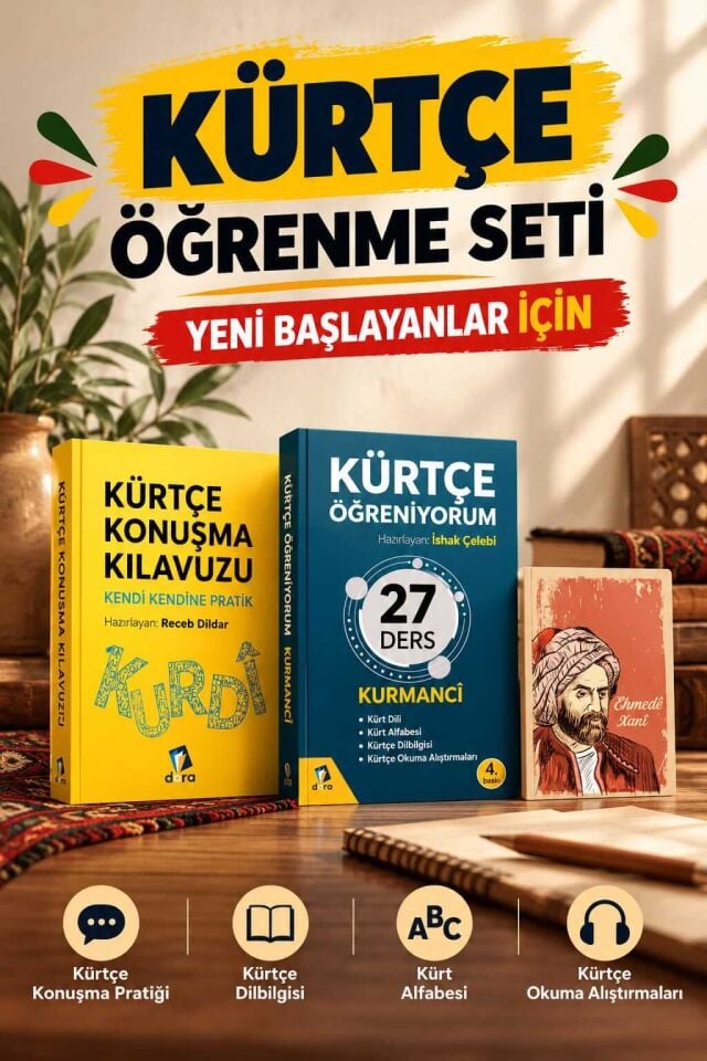 Kürtçe Öğrenme Seti - Kürtçe Öğreniyorum - Kürtçe Konuşma Kilavuzu - Birinci Seviye