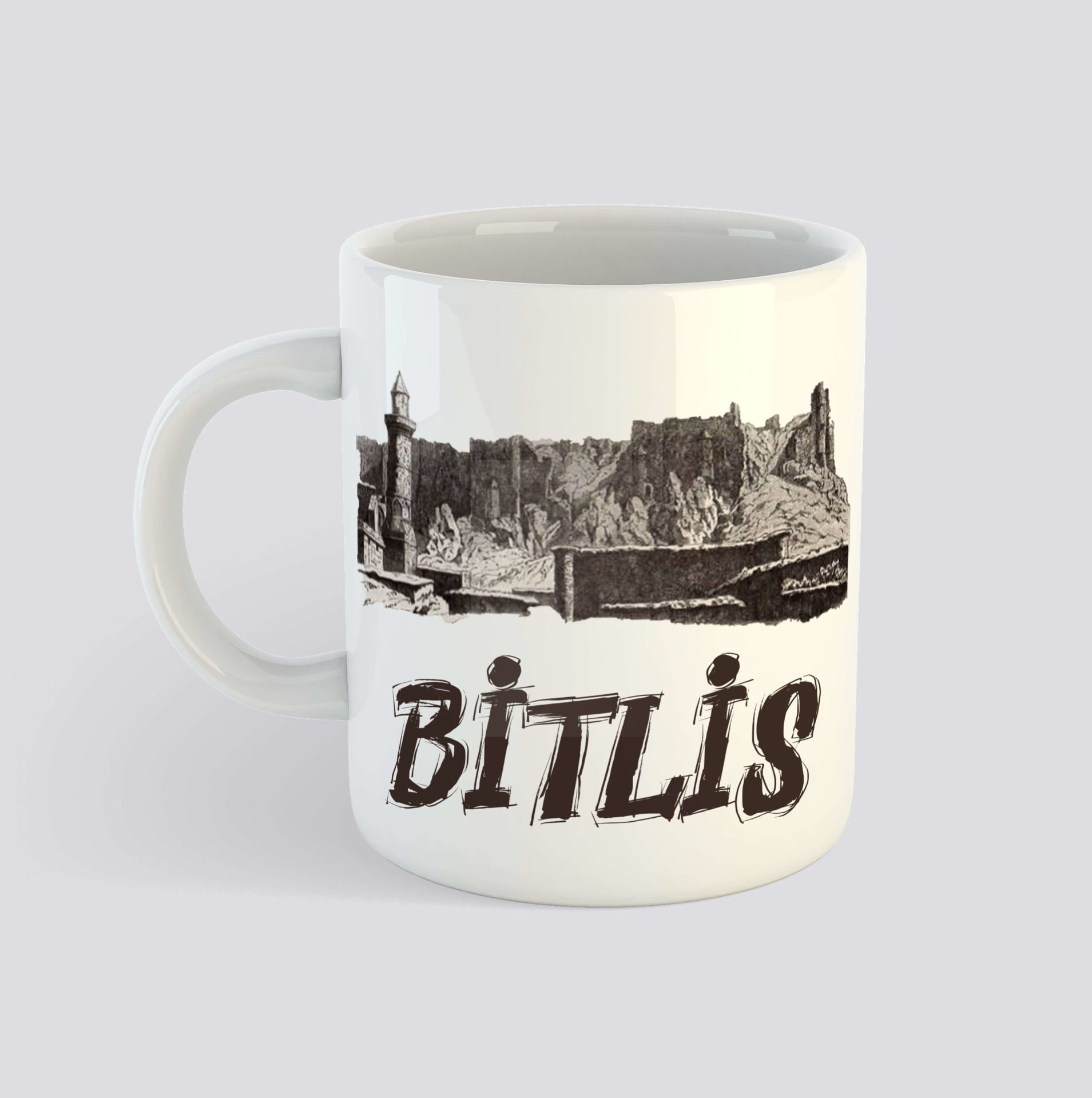 Bitlis Tasarımlı Porselen Kupa Bardak - Bitlis Kupası
