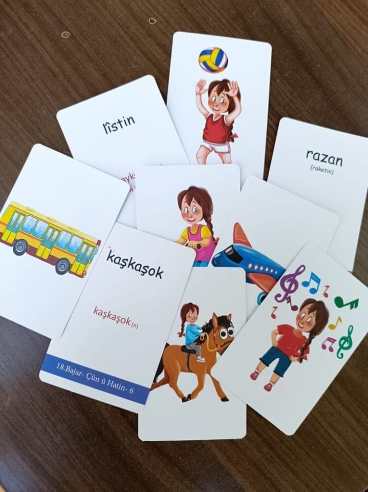 Kürtçe Hikaye ve Eğitim seti - Serê Şevê Çîrokek - Lorîn - Kartên Dîtbarî - Kürtçe Dil Kartları