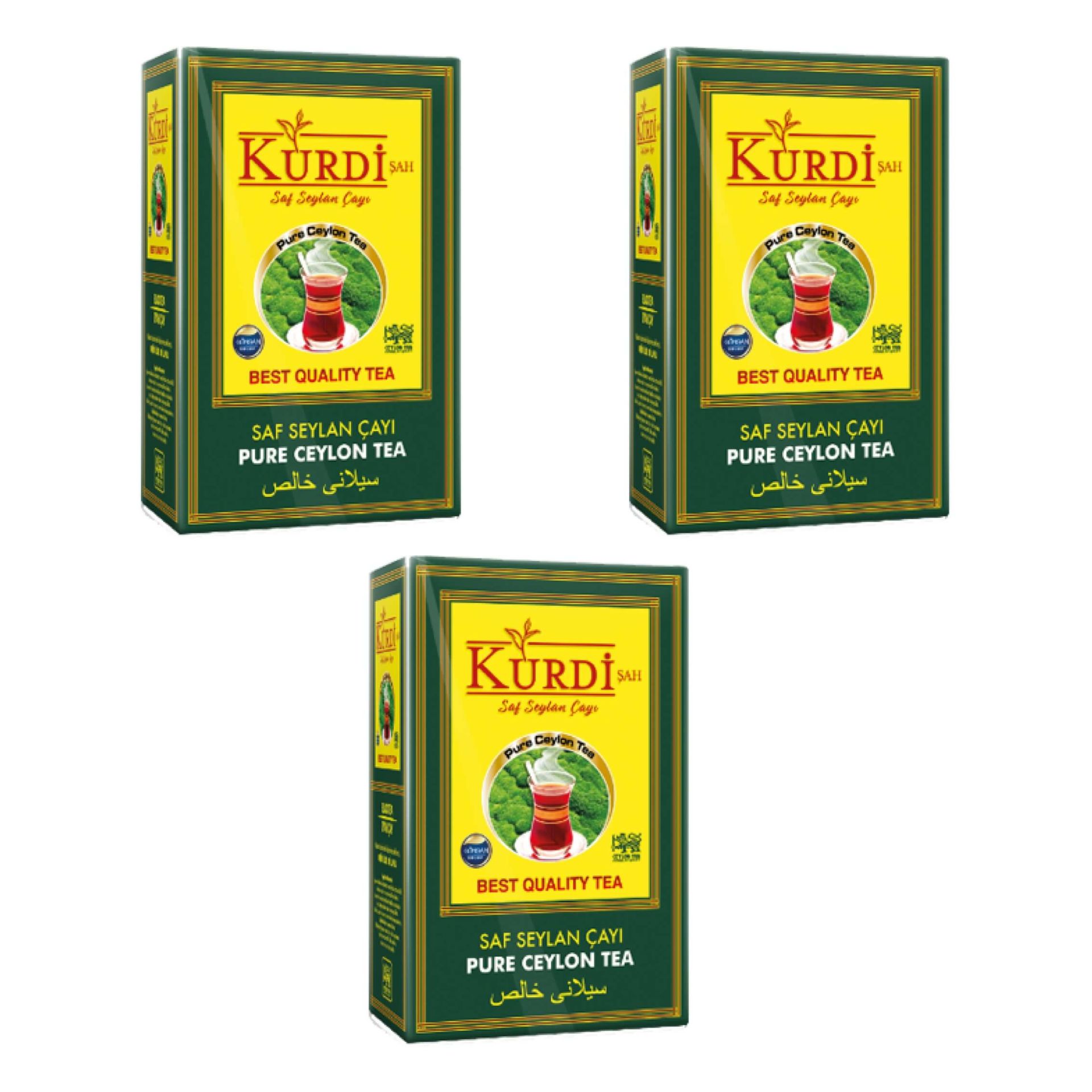 Kurdi Şah Siyah Seylan Kaçak Çayı (3 PAKET - 2700 gr)
