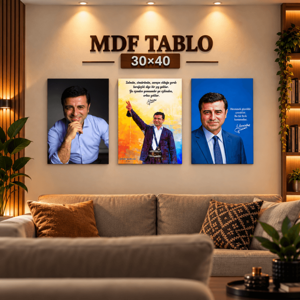 Selahattin Demirtaş Tasarımlı Duvar MDF Ahşap Tablo SETİ