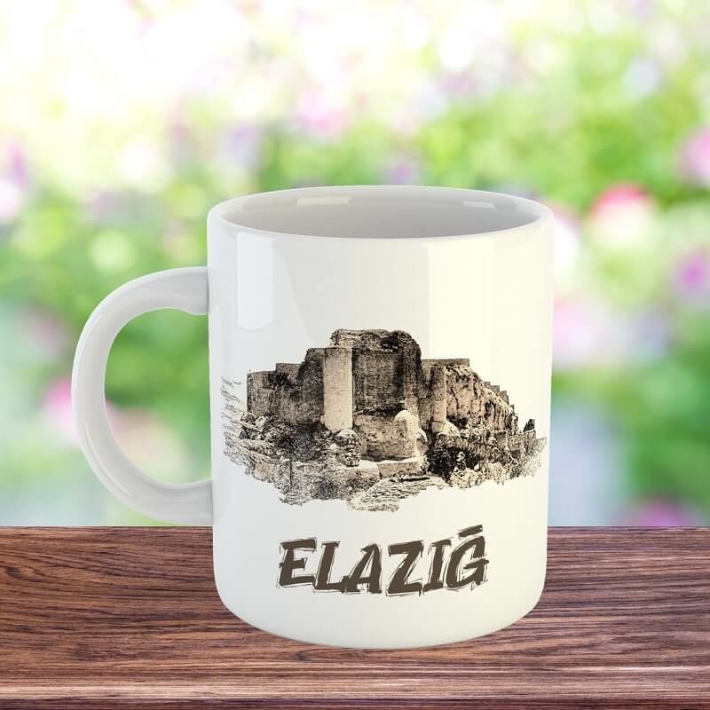 Elazığ Tasarımlı Porselen Kupa Bardak - Elazığ Kupası