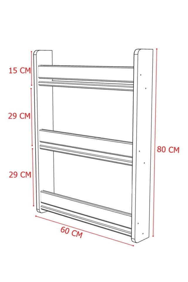 İsme Özel Montessori Çocuk Bebek Odası Kitaplığı - 80*60 cm Beyaz Renk Kitaplık