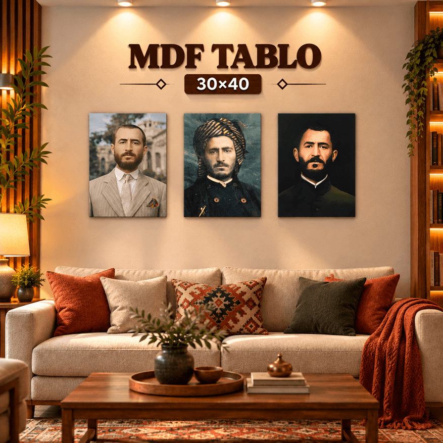Qazi Muhammed Tasarımlı Duvar MDF Ahşap Tablo SETİ