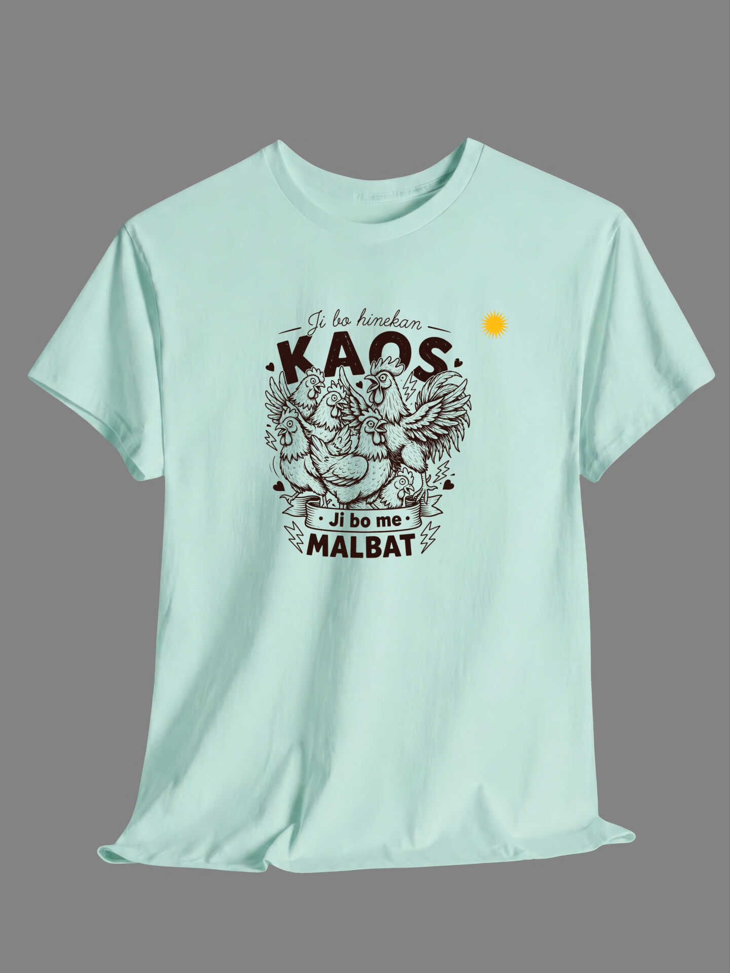 Ji bo Hinekan Kaos Ji Bo Me Malbat Mint Yeşili Tasarımlı Tişört