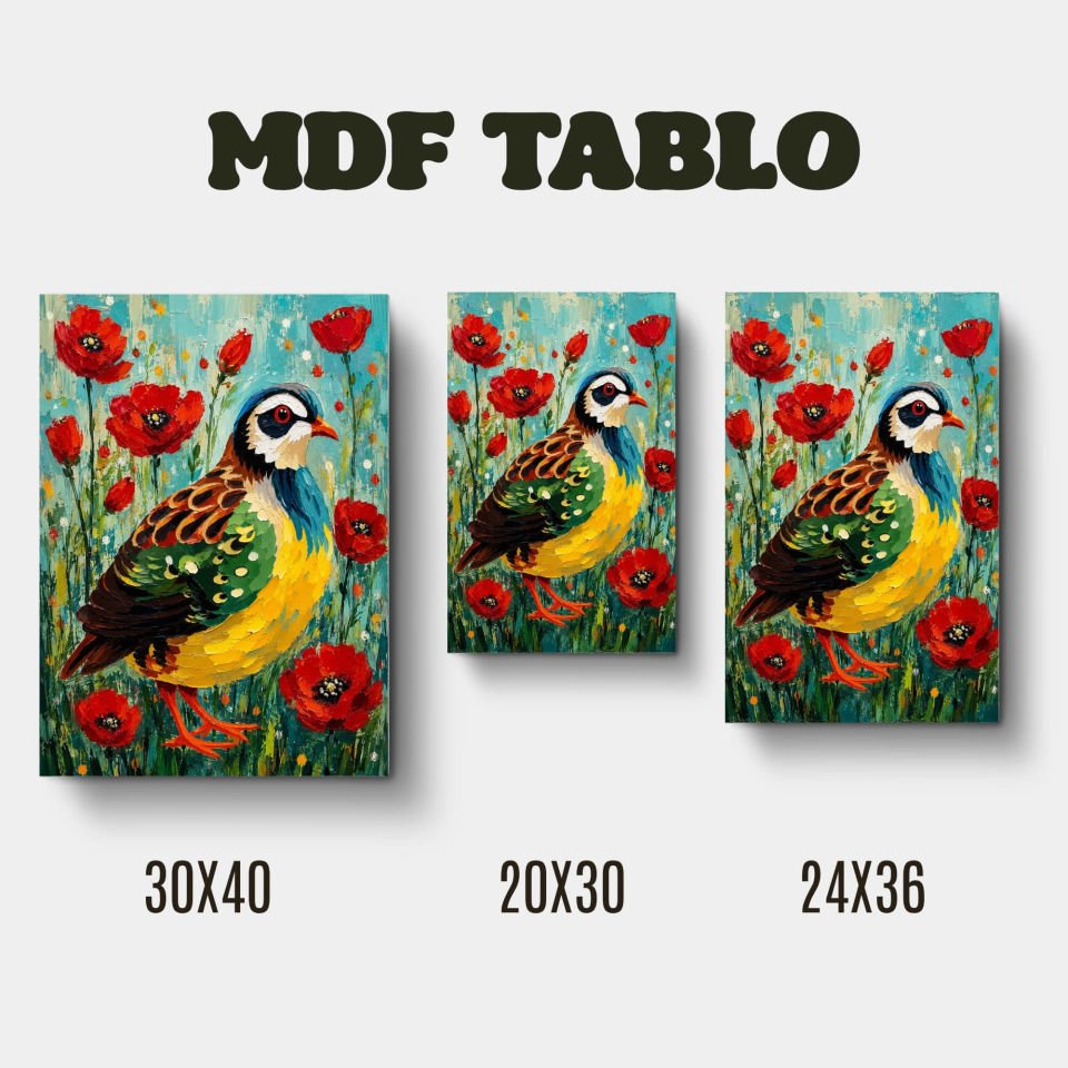 Kew Keklik Tasarımlı Duvar Dekoratif Mdf Ahşap Retro Poster Tablo