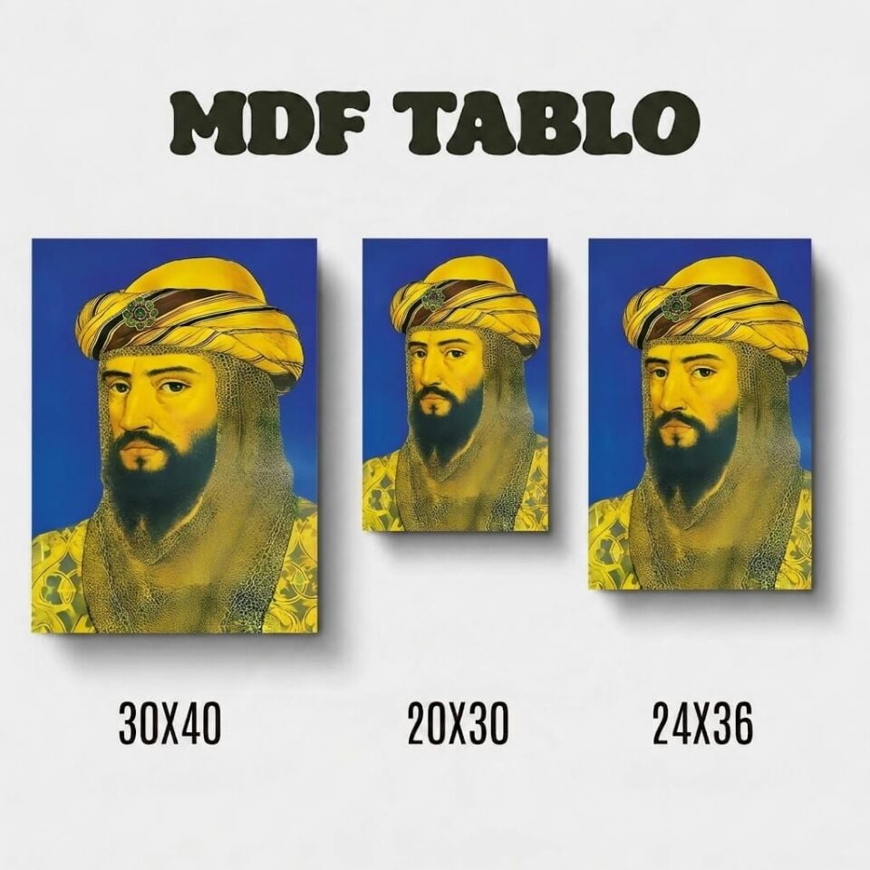 Selahaddinê Eyyubî Resimli Tasarımlı Duvar Dekoratif Mdf Ahşap Retro Poster Tablo - Selahattin Eyyubi Tablosu