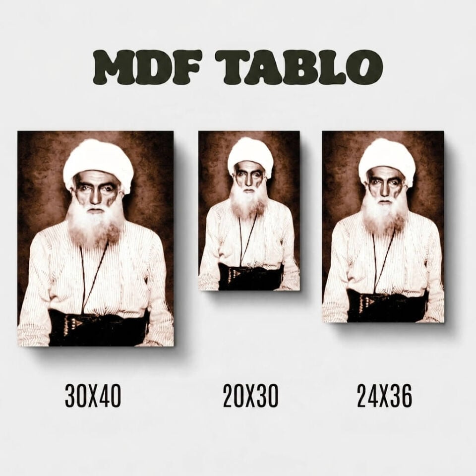 Tabloya Şeyh Sait Tasarımlı Duvar Dekoratif Mdf Ahşap Retro Poster Tablo - Şêx Seid Tablosu