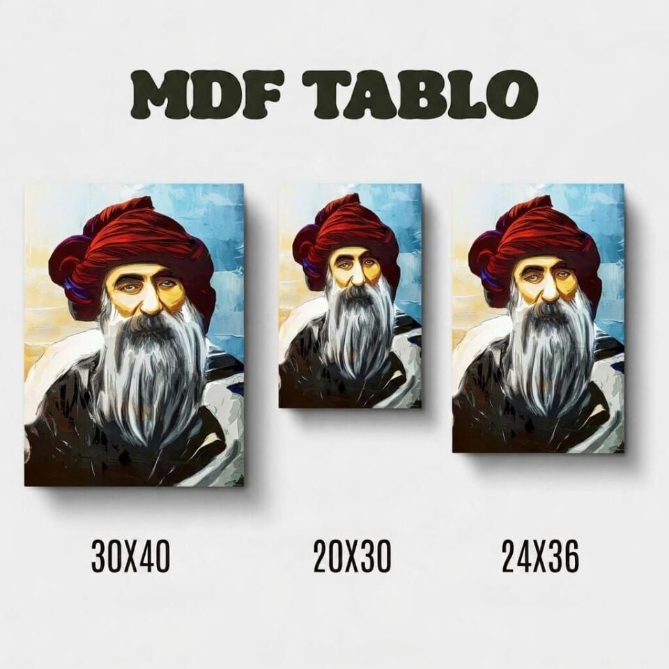 Tabloya Seyit Rıza Tasarımlı Duvar Dekoratif Mdf Ahşap Retro Poster Tablo - Seyid Rıza Tablosu