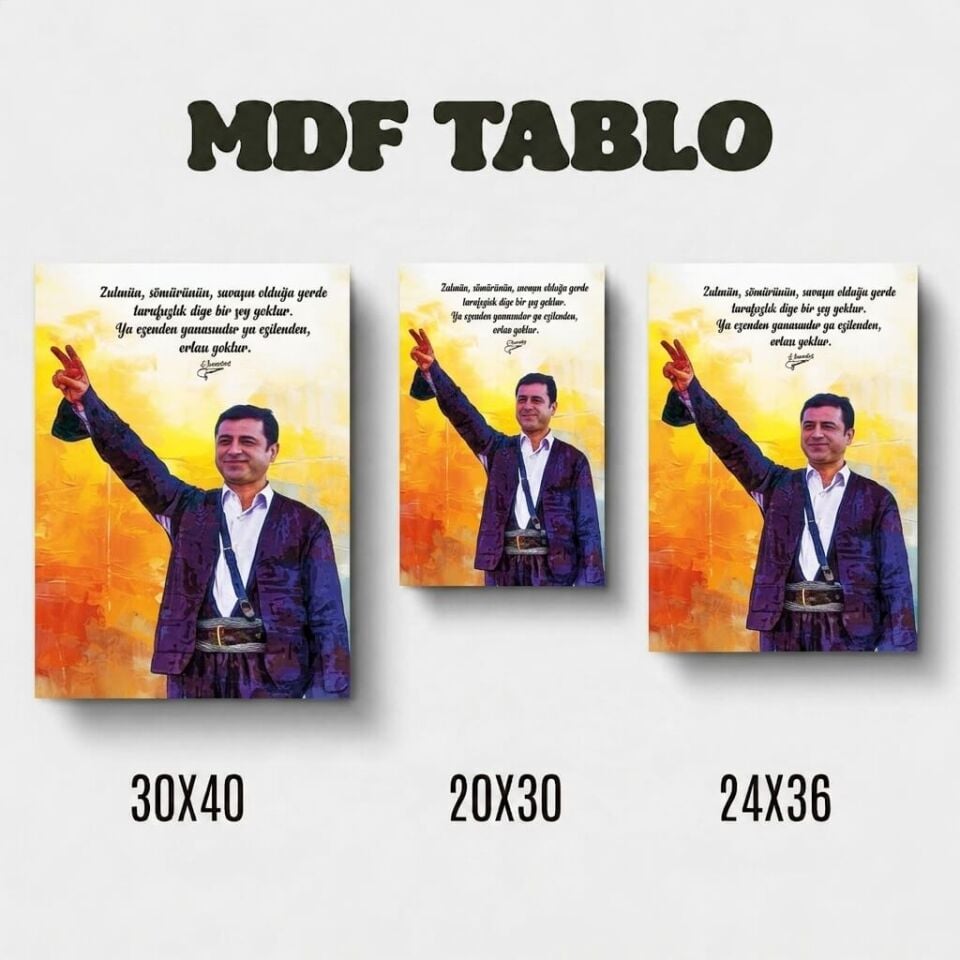 Selahattin Demirtaş Yöresel Kıyafet Tasarımlı Duvar Dekoratif Mdf Ahşap Retro Poster Tablo