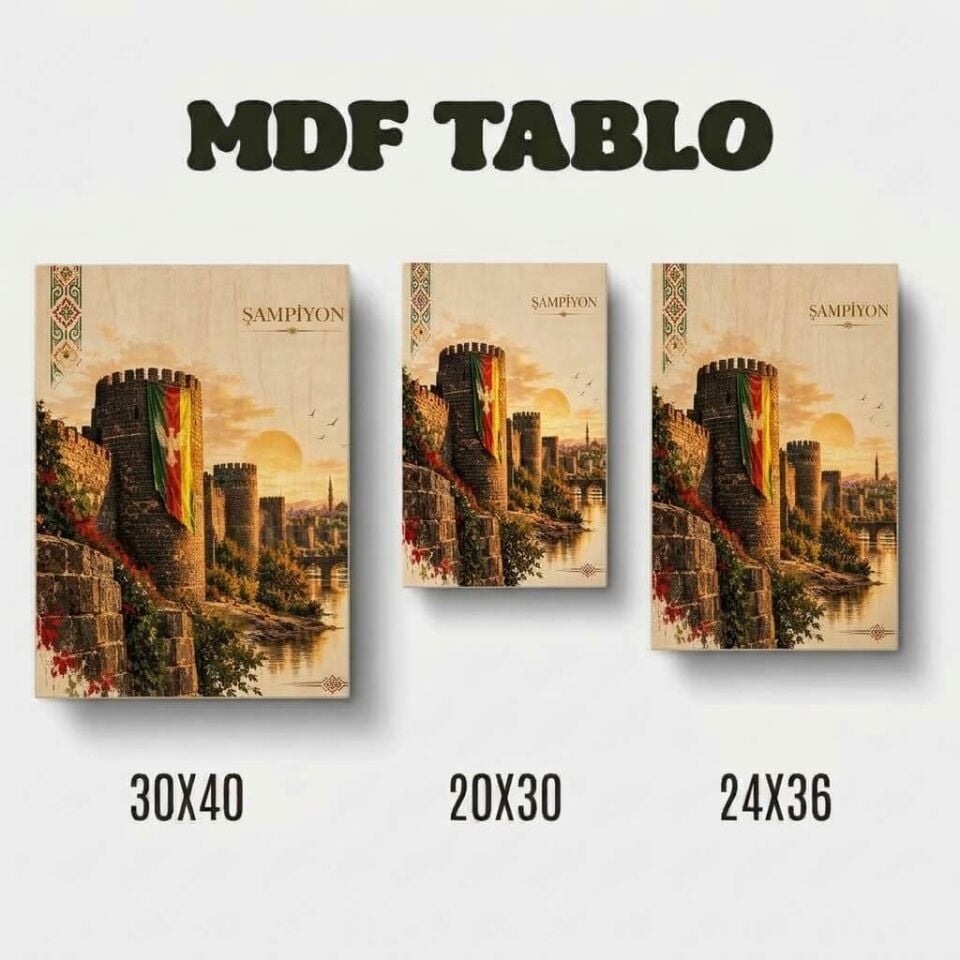 Amed Surları Şampiyon Tasarımlı Duvar Dekoratif Taraftar Spor Mdf Ahşap Retro Poster Tablo