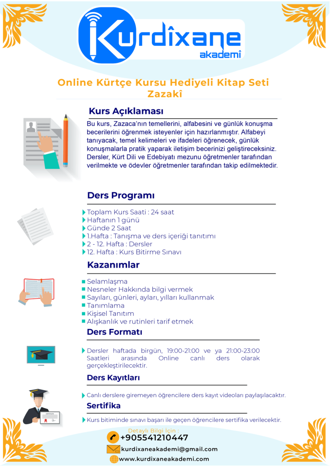 Online Kürtçe Kursu Hediyeli Kitap Seti - ZAZAKÎ