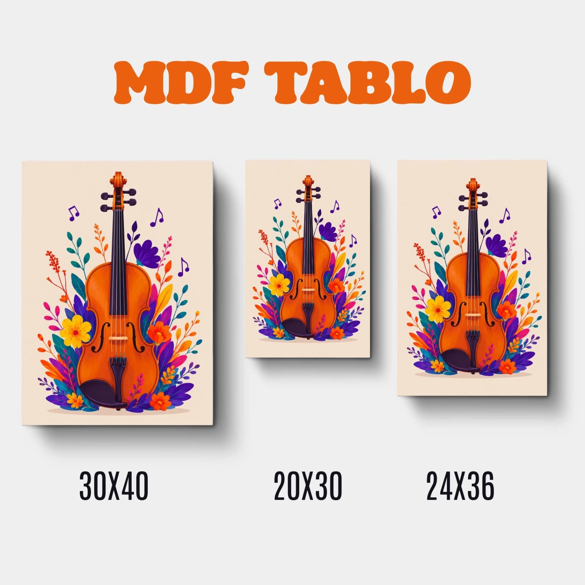 Müzik Aletleri Keman Motifli Tasarımlı Duvar Dekoratif Mdf Ahşap Retro Poster Tablo